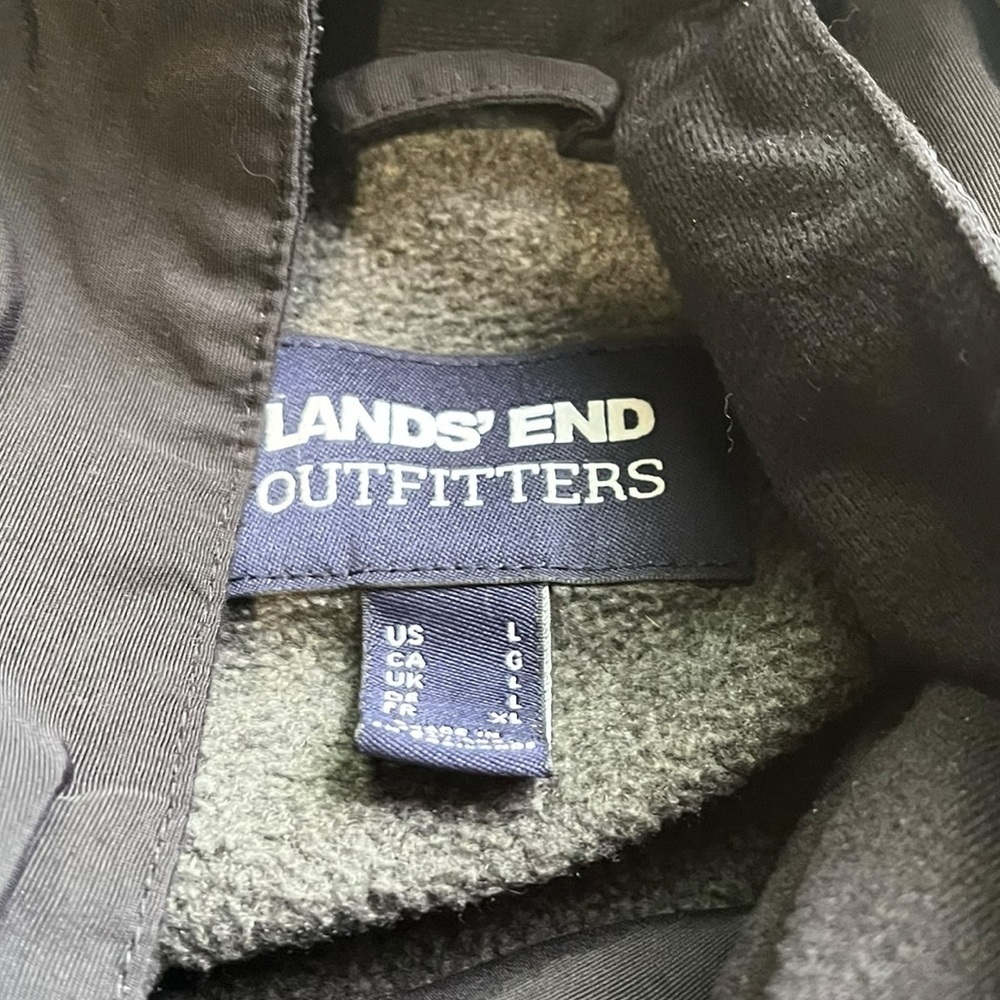Lands' End men’s size large Black Jacket with Gray Lining - Picture 2 of 8